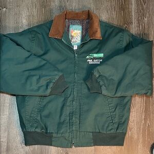 Canyon Guide Forest Green Men's Bomber Jacket with Brown Collar